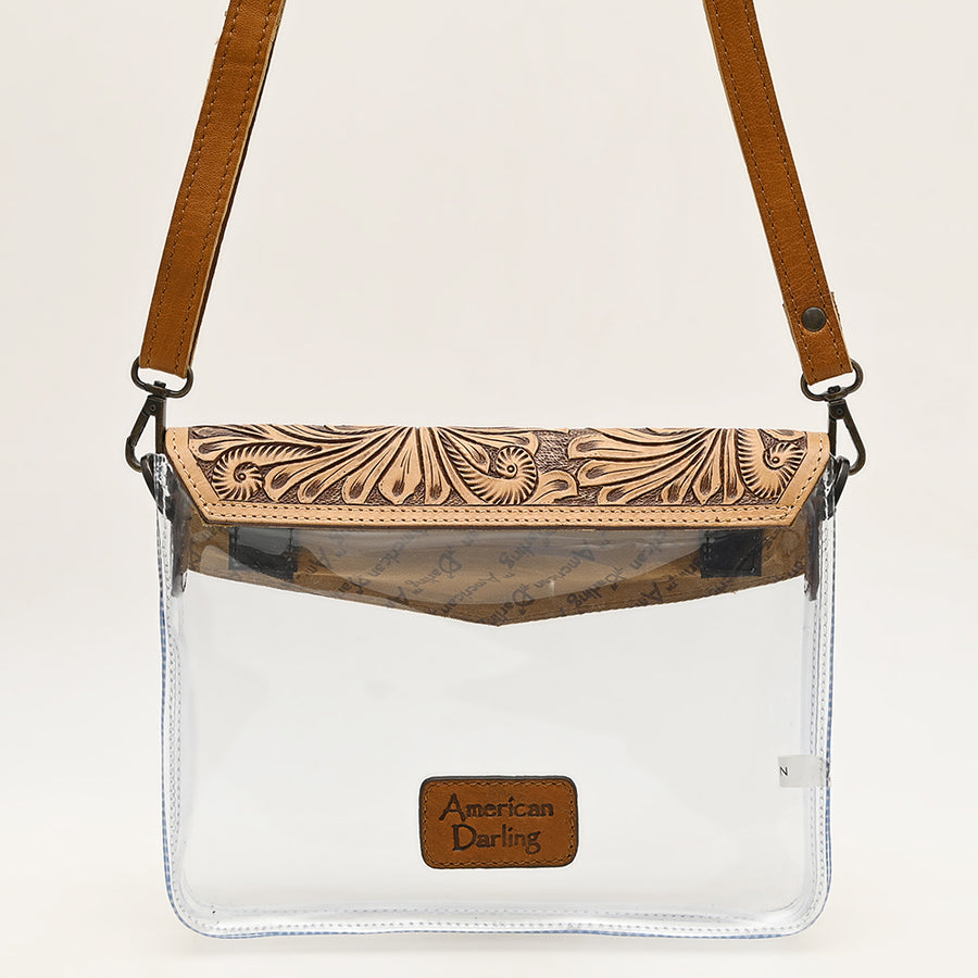 American Darling Clear Bag Hand Tooled Genuine Leather Women Western Handbag Purse