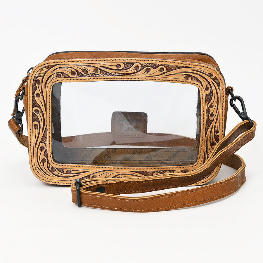 American Darling Clear Bag Hand Tooled Genuine Leather Women Western Handbag Purse