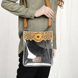 American Darling ADBGZ725 Clear Bag Hand Tooled Genuine Leather Women Bag Western Handbag Purse