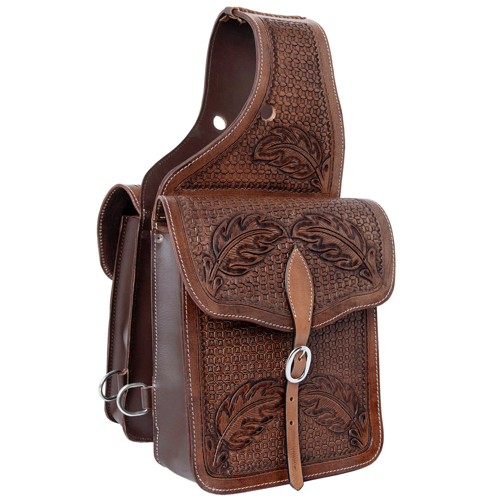 Hilason Floral Western Horse Leather Saddle Bag Heavyduty Traditional Trail Ride