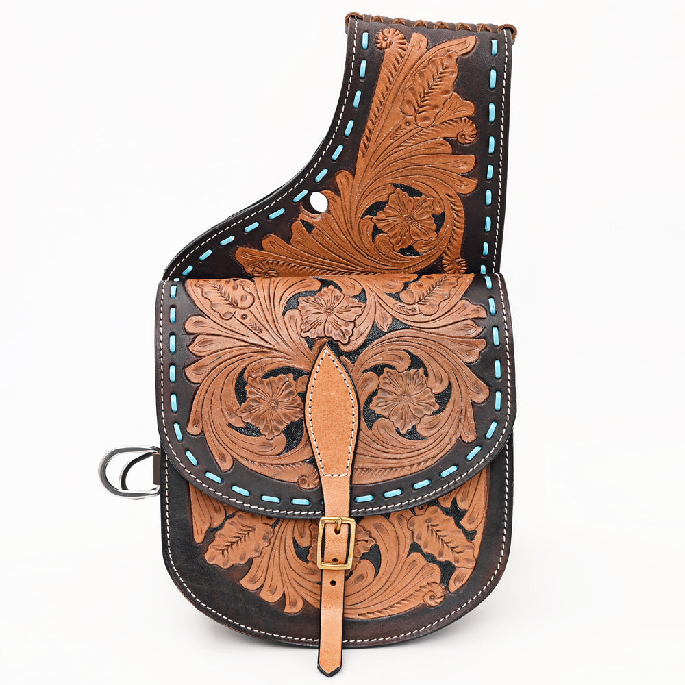 Hilason Floral Western Horse Leather Saddle Bag Heavyduty Traditional Trail Ride