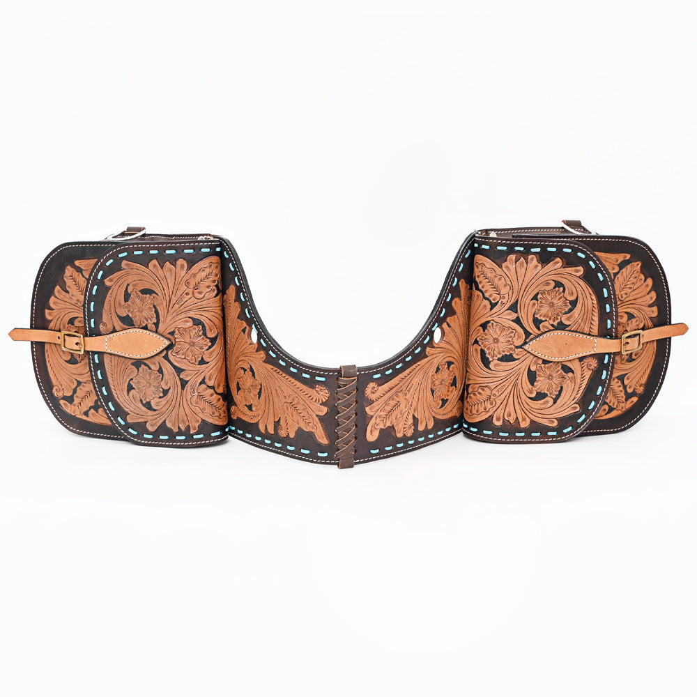 Hilason Floral Western Horse Leather Saddle Bag Heavyduty Traditional Trail Ride