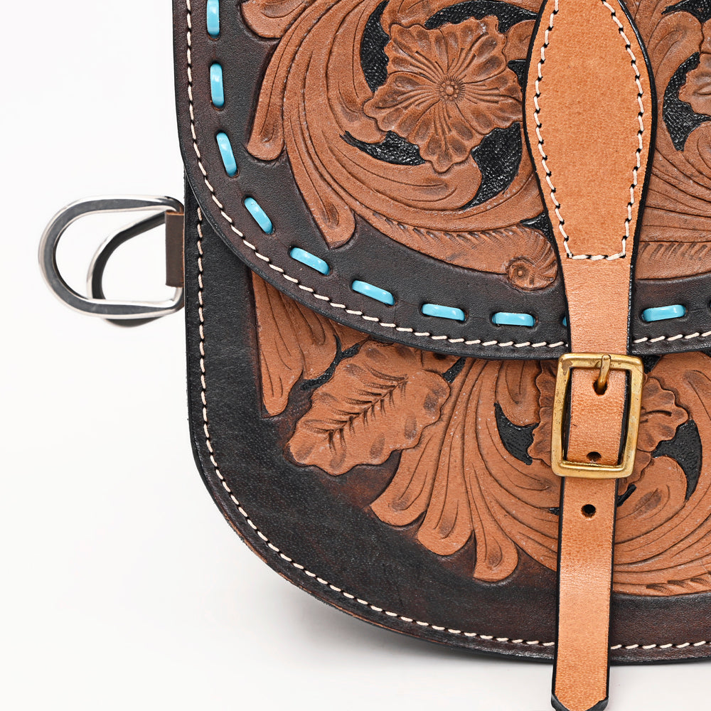 Hilason Floral Western Horse Leather Saddle Bag Heavyduty Traditional Trail Ride