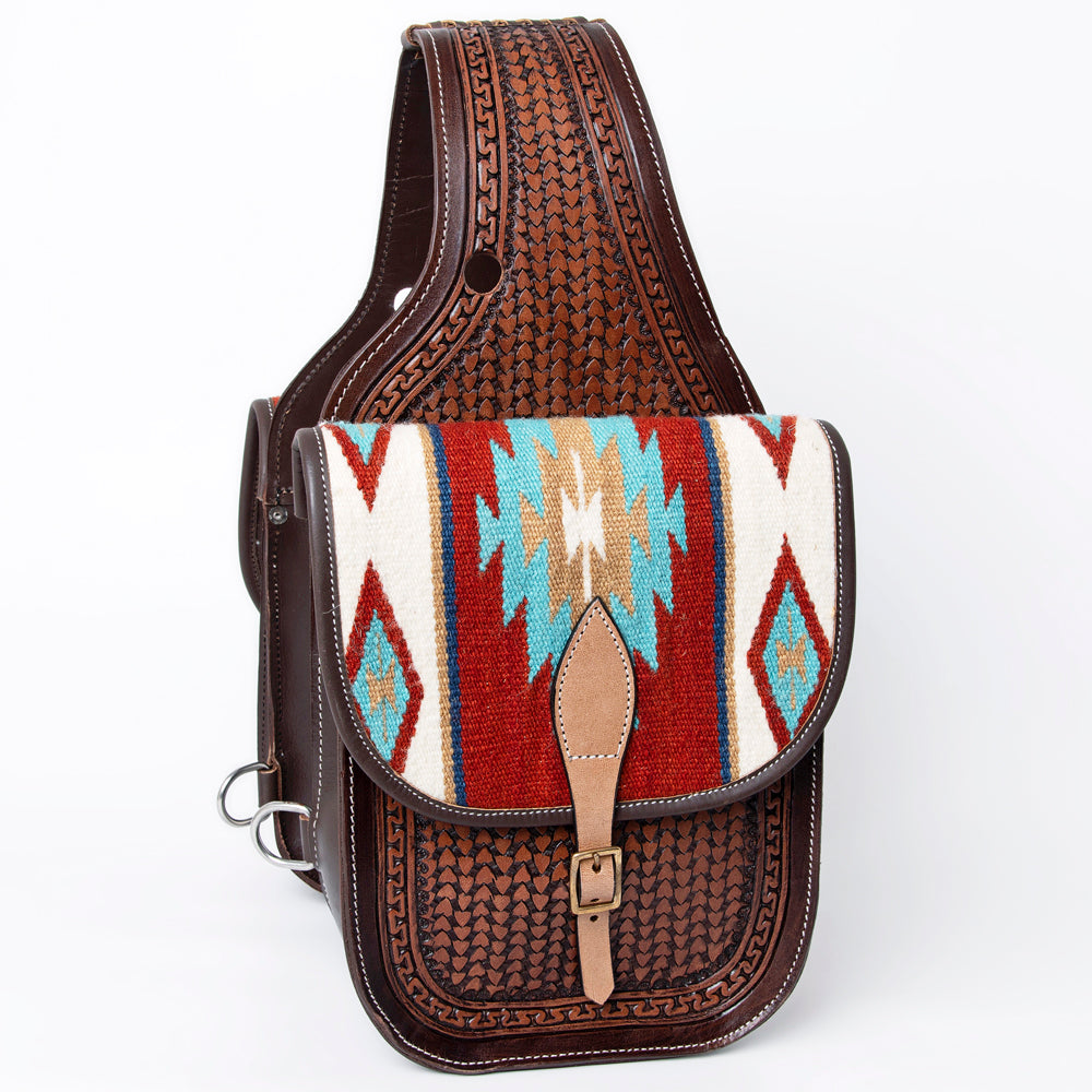 Hilason Floral Western Horse Leather Saddle Bag Heavyduty Traditional Trail Ride