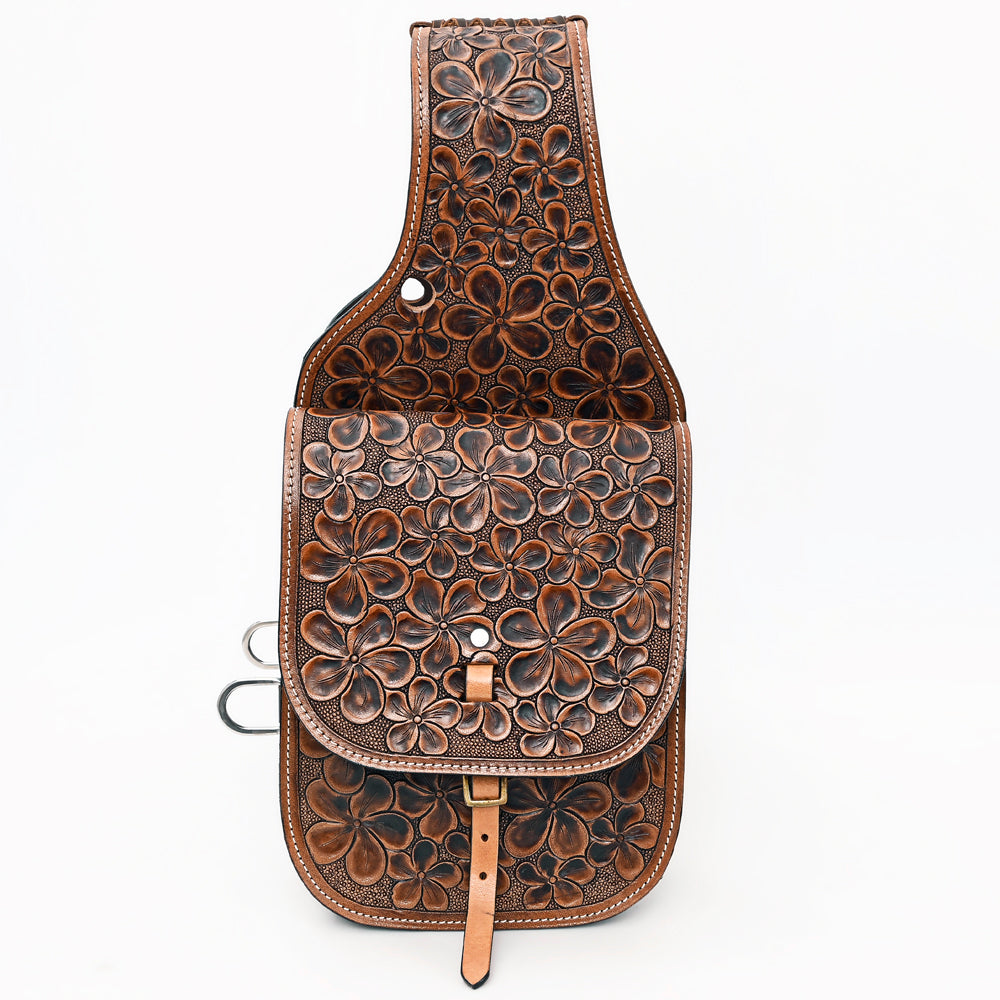 Hilason Floral Western Horse Leather Saddle Bag Heavyduty Traditional Trail Ride
