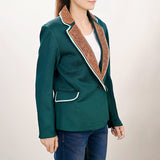 ADBZ704 Genuine leather Hand tooled hand carved Women Blazer dress jacket ladies Girl