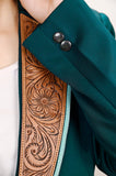 ADBZ704 Genuine leather Hand tooled hand carved Women Blazer dress jacket ladies Girl