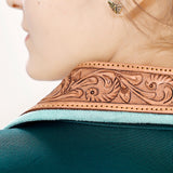 ADBZ704 Genuine leather Hand tooled hand carved Women Blazer dress jacket ladies Girl