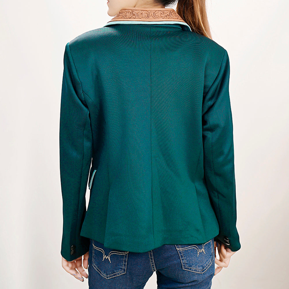 ADBZ704 Genuine leather Hand tooled hand carved Women Blazer dress jacket ladies Girl