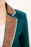 ADBZ704 Genuine leather Hand tooled hand carved Women Blazer dress jacket ladies Girl