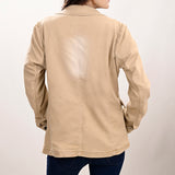 ADBZ705 Genuine leather Hand tooled hand carved Women Blazer dress jacket ladies Girl