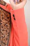 ADBZ706 Genuine leather Hand tooled hand carved Women Blazer dress jacket ladies Girl