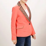 ADBZ706 Genuine leather Hand tooled hand carved Women Blazer dress jacket ladies Girl