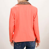 ADBZ706 Genuine leather Hand tooled hand carved Women Blazer dress jacket ladies Girl