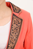ADBZ706 Genuine leather Hand tooled hand carved Women Blazer dress jacket ladies Girl