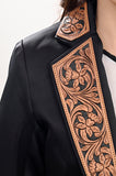 ADBZ707 Genuine leather Hand tooled hand carved Women Blazer dress jacket ladies Girl