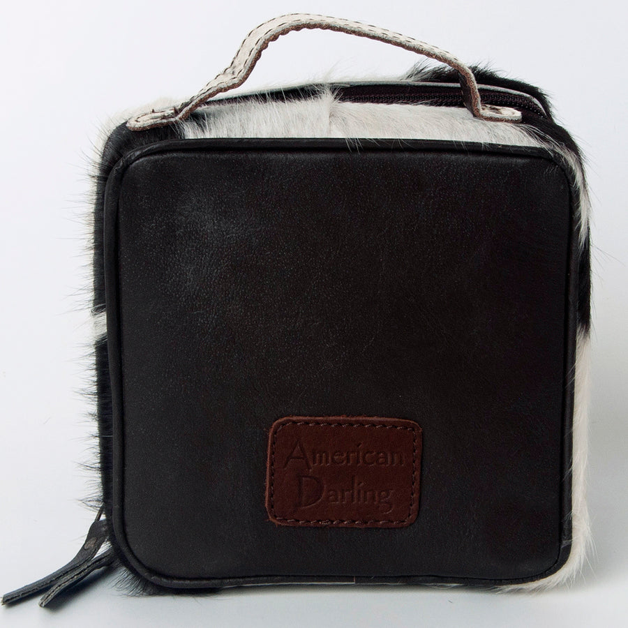 American Darling Jewelry Case for Women - Hair-On Cowhide Eco-Friendly Genuine Leather Travel Organizer with YKK Zipper