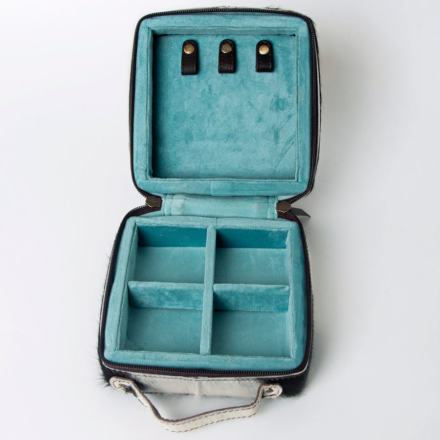 American Darling Jewelry Case for Women - Hair-On Cowhide Eco-Friendly Genuine Leather Travel Organizer with YKK Zipper