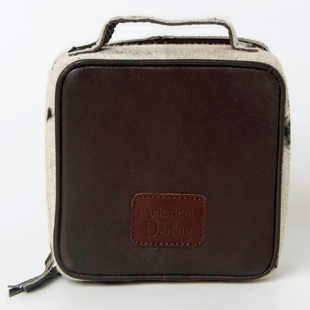 American Darling Jewelry Case Hand Tooled Hair-On Genuine Leather Women Bag Western Handbag Purse | Organizer for Travel