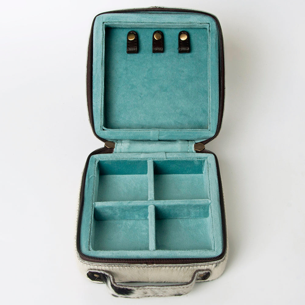 American Darling Jewelry Case Hand Tooled Hair-On Genuine Leather Women Bag Western Handbag Purse | Organizer for Travel