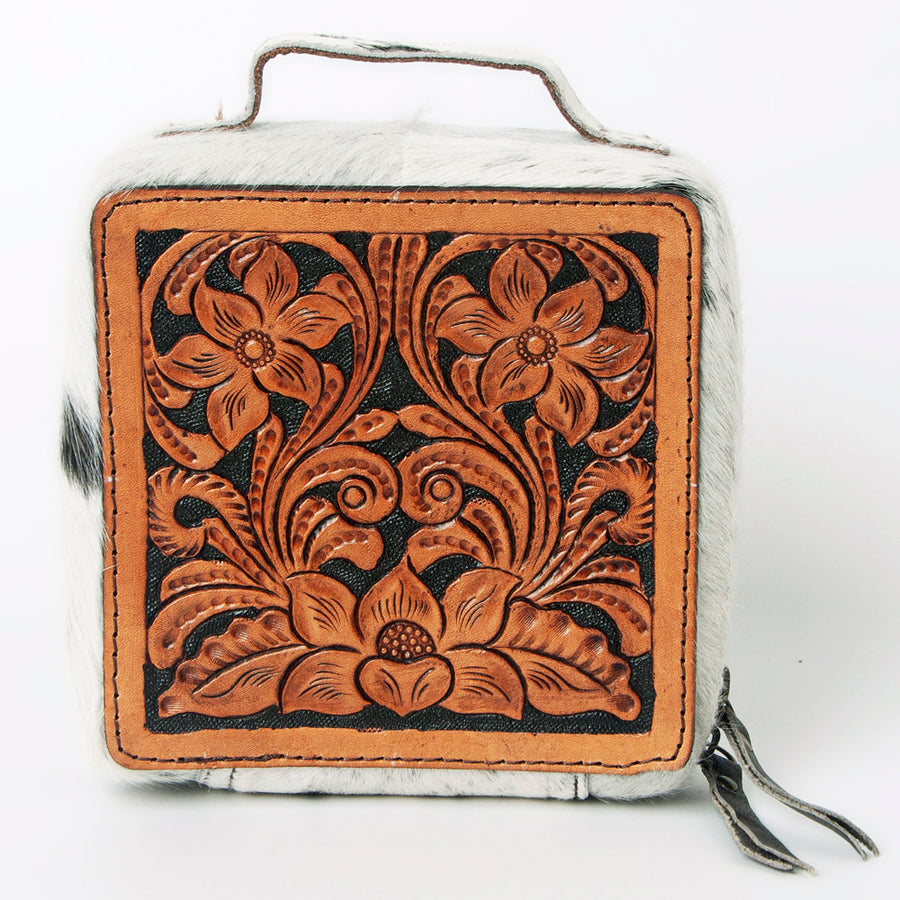 American Darling Jewelry Case for Women - Hair-On Cowhide Eco-Friendly Genuine Leather Travel Organizer with YKK Zipper