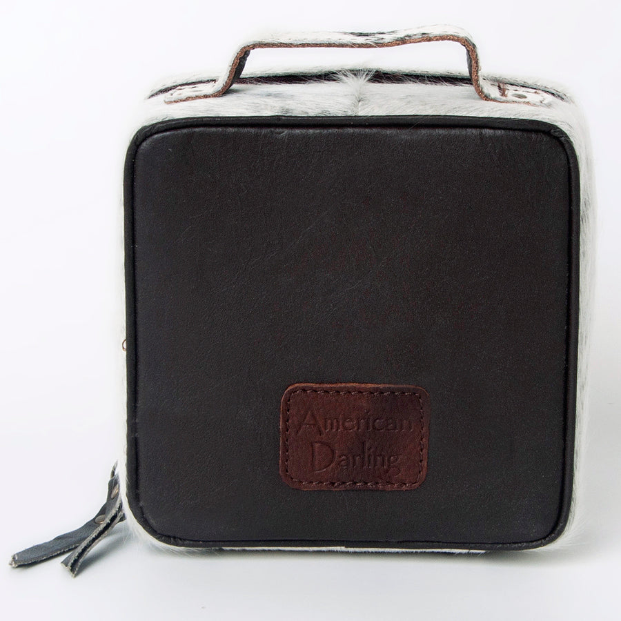 American Darling Jewelry Case for Women - Hair-On Cowhide Eco-Friendly Genuine Leather Travel Organizer with YKK Zipper
