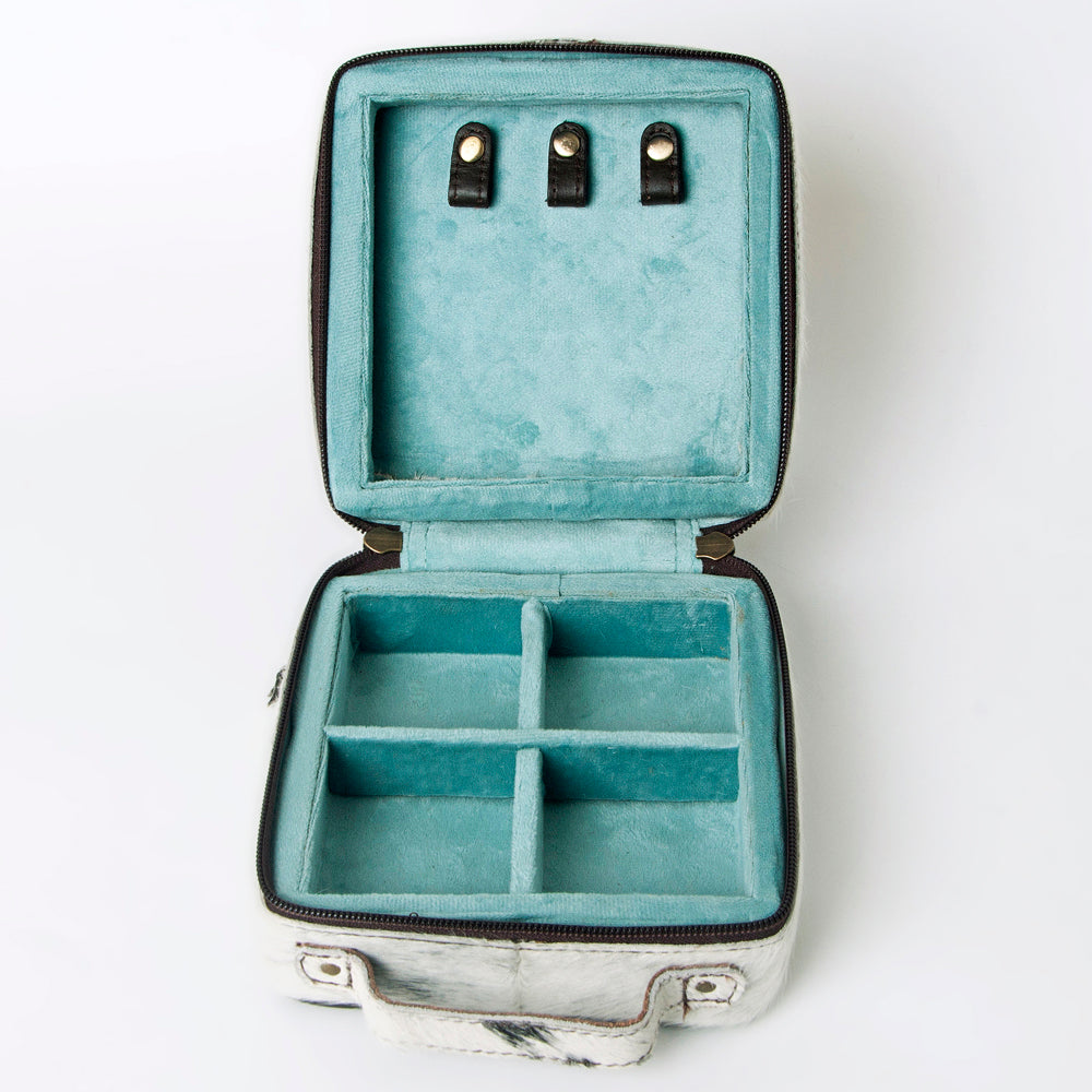 American Darling Jewelry Case Hand Tooled Hair-On Genuine Leather Women Bag Western Handbag Purse | Organizer for Travel