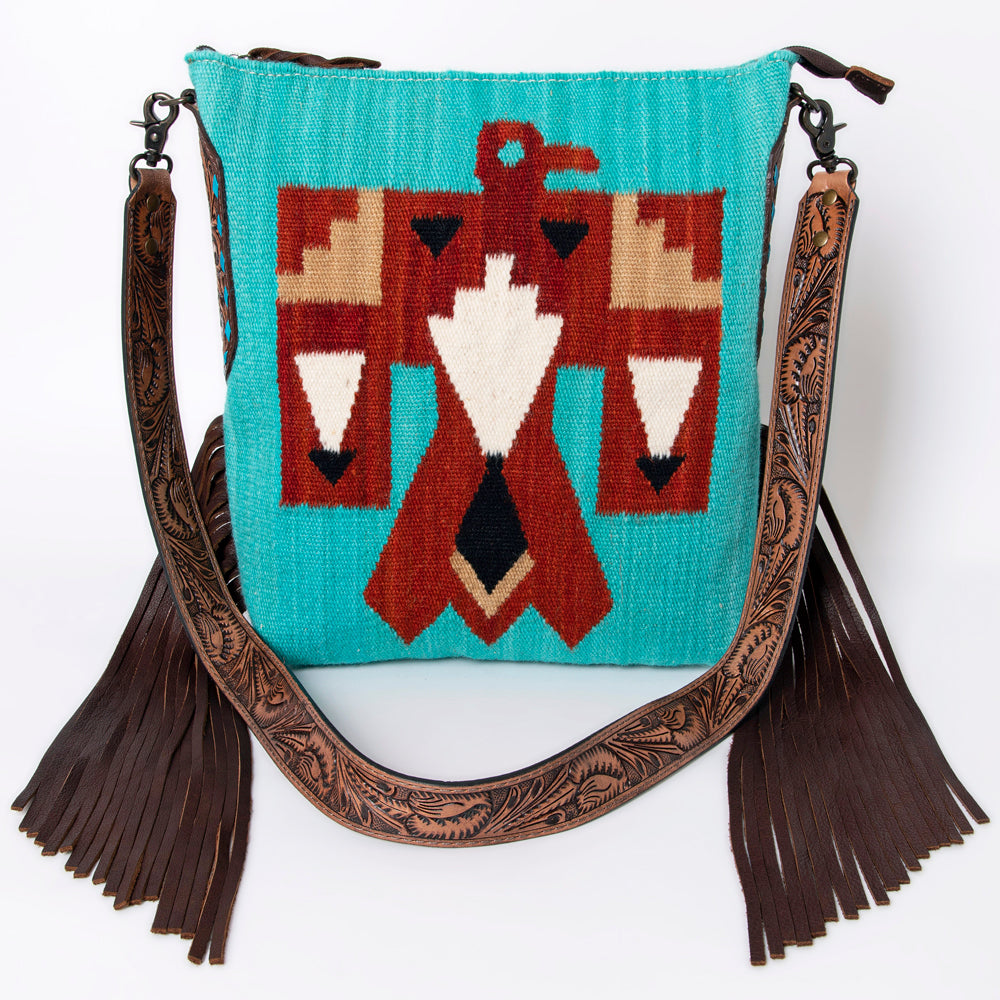 American Darling Messenger Bag Saddle Blanket Fabric Genuine Leather Western Women Handbag Purse | Cute