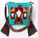 American Darling Messenger Bag Saddle Blanket Fabric Genuine Leather Western Women Handbag Purse | Cute