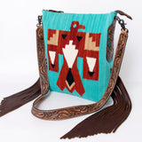 American Darling Messenger Bag Saddle Blanket Fabric Genuine Leather Western Women Handbag Purse | Cute