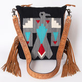 American Darling Messenger Bag Saddle Blanket Fabric Genuine Leather Western Women Handbag Purse | Cute