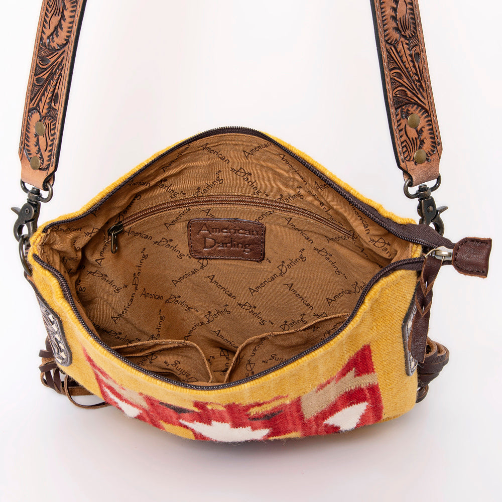 American Darling Messenger Bag Saddle Blanket Fabric Genuine Leather Western Women Handbag Purse | Cute