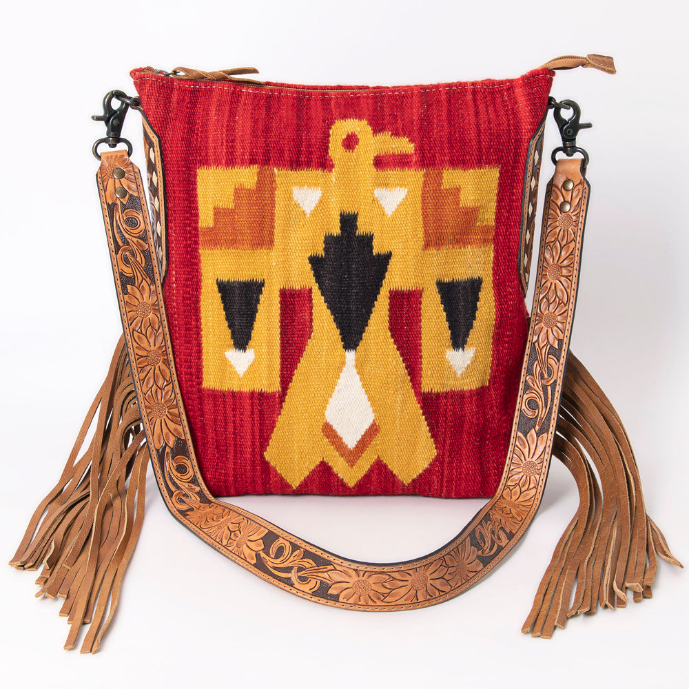 American Darling Messenger Bag Saddle Blanket Fabric Genuine Leather Western Women Handbag Purse | Cute