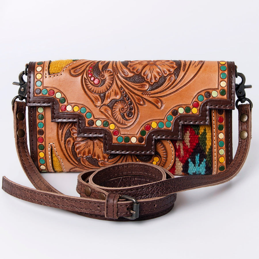 American Darling Wallet, Hair-On Cowhide & Hand Tooled Floral Leather, Genuine Vegetable-Tanned Western Leather Clutch