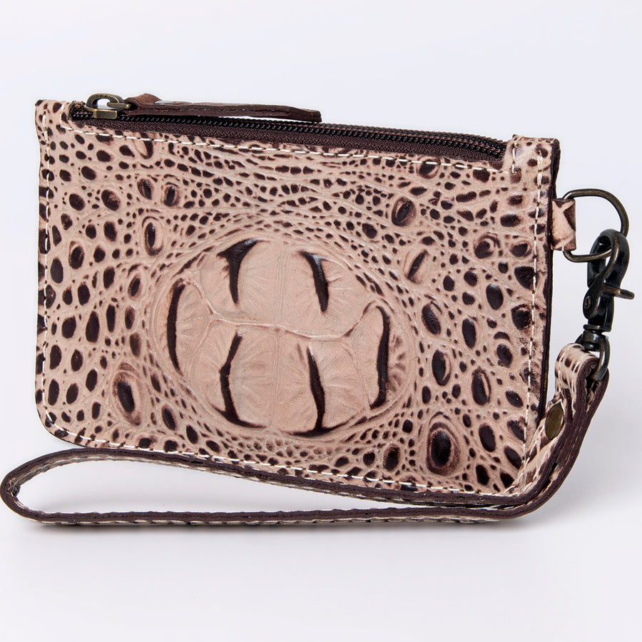 American Darling Crocodile Embossed Western Leather Wristlet Bag - Uhorse