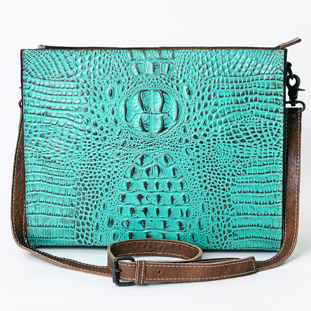 American Darling Messenger Crocodile Embossed Genuine Leather Western Women Bag Handbag Purse | Cute