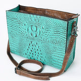 American Darling Messenger Crocodile Embossed Genuine Leather Western Women Bag Handbag Purse | Cute