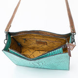 American Darling Messenger Crocodile Embossed Genuine Leather Western Women Bag Handbag Purse | Cute