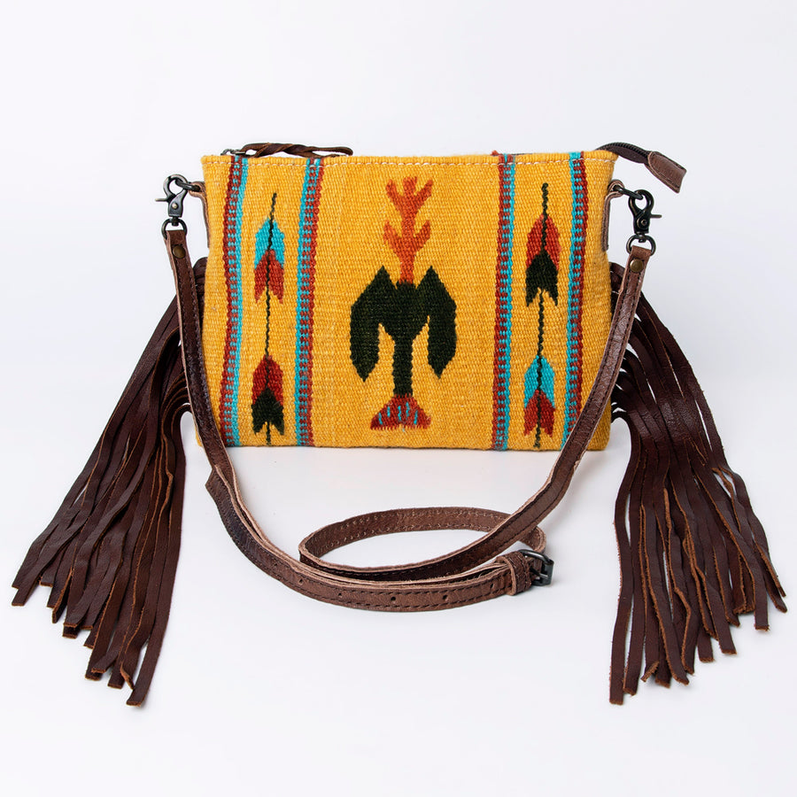 American Darling CrossBody Bag Saddle Blanket Fabric Genuine Leather Western Women Handbag Purse | for Cute Travel