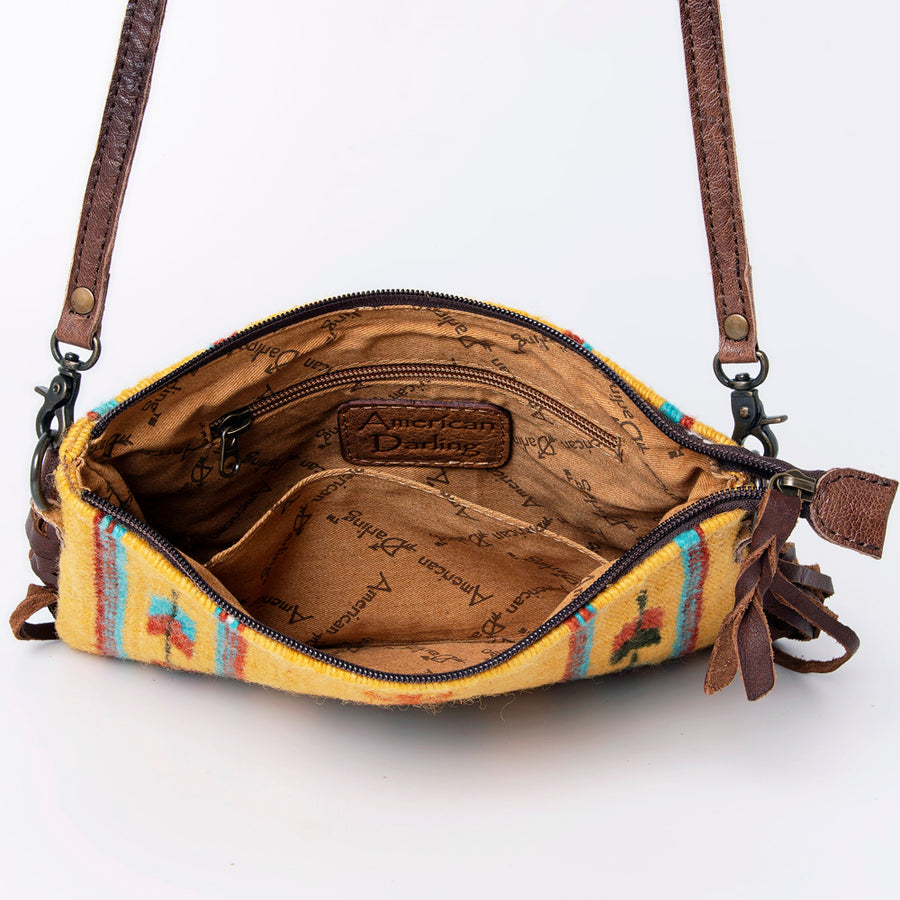 American Darling CrossBody Bag Saddle Blanket Fabric Genuine Leather Western Women Handbag Purse | for Cute Travel