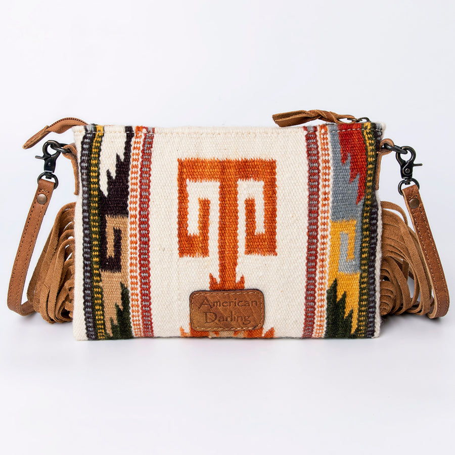 American Darling CrossBody Bag Saddle Blanket Fabric Genuine Leather Western Women Handbag Purse | for Cute Travel