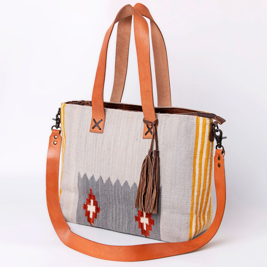 American Darling Tote Bag Hand Woven Saddle Blanket Genuine Leather Western Purse Large Shoulder Bag with YKK Zipper