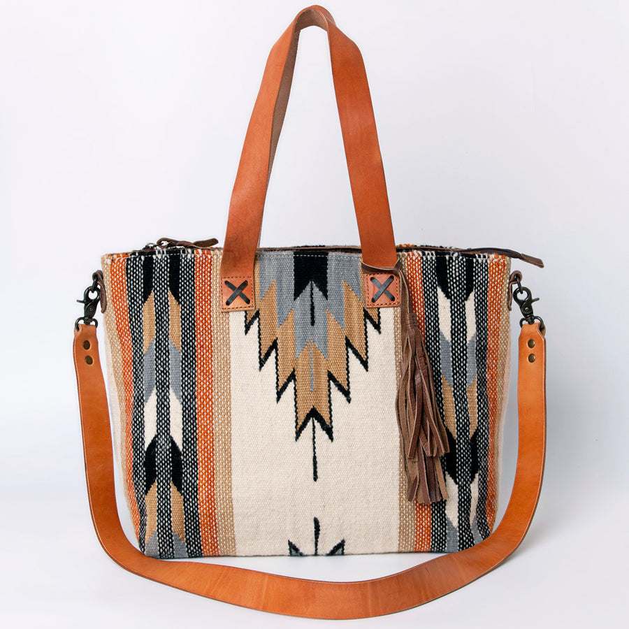 American Darling Tote Bag Hand Woven Saddle Blanket Genuine Leather Western Purse Large Shoulder Bag with YKK Zipper