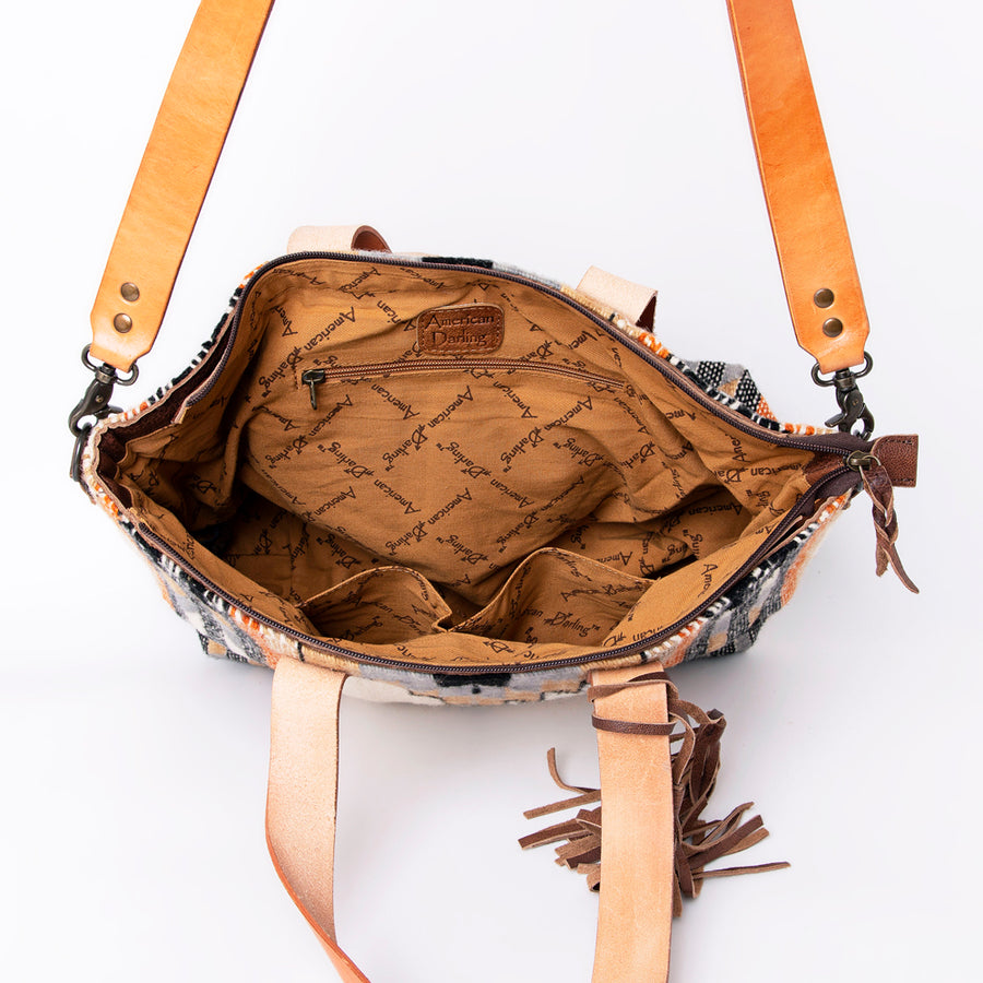 American Darling Tote Bag Hand Woven Saddle Blanket Genuine Leather Western Purse Large Shoulder Bag with YKK Zipper