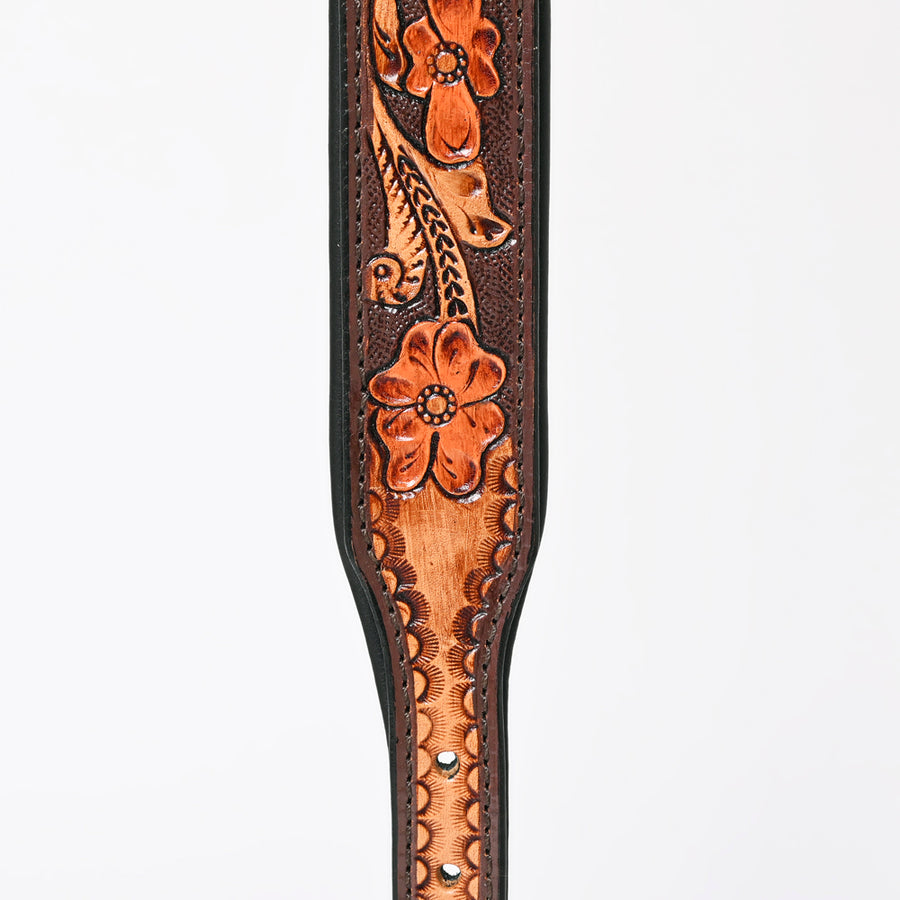 HILASON Western Genuine Leather Heavy Duty Dog Collar Floral Tooled Tan | for Dogs Comfortable