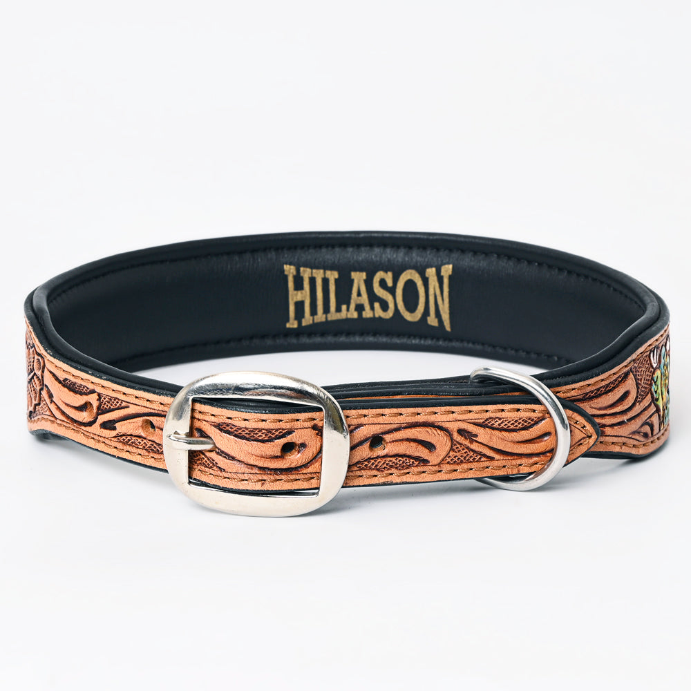 HILASON Western Genuine Leather Heavy Duty Hand Painted Dog Collar