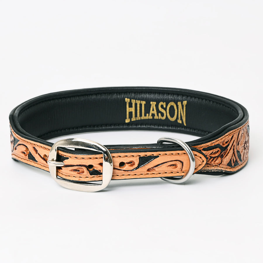 HILASON Western Style Beaded American Leather Pet Dog Collar