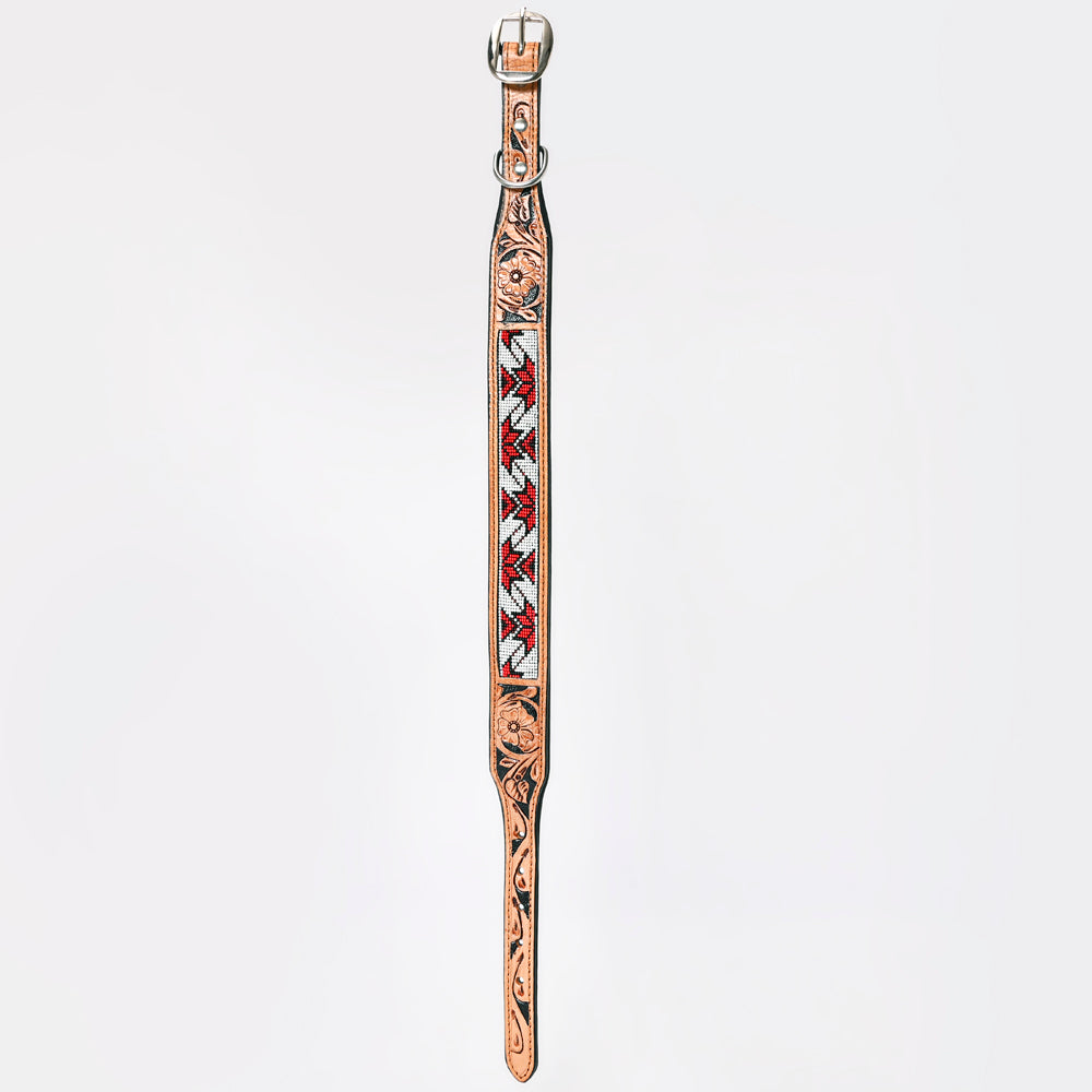 HILASON Western Style Beaded American Leather Pet Dog Collar