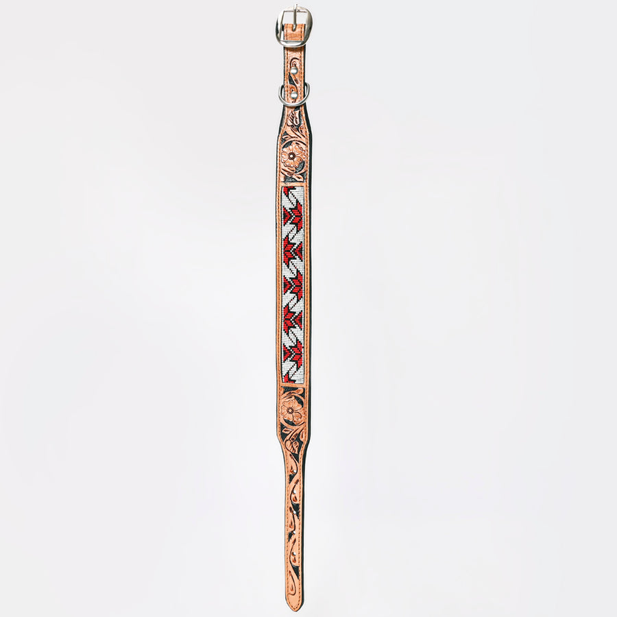 HILASON Western Style Beaded American Leather Pet Dog Collar