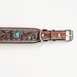 HILASON Western Genuine Leather Heavy Duty Dog Collar Floral Tooled